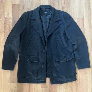 black rivet brand - men's wool peacoat - dark grey - size L